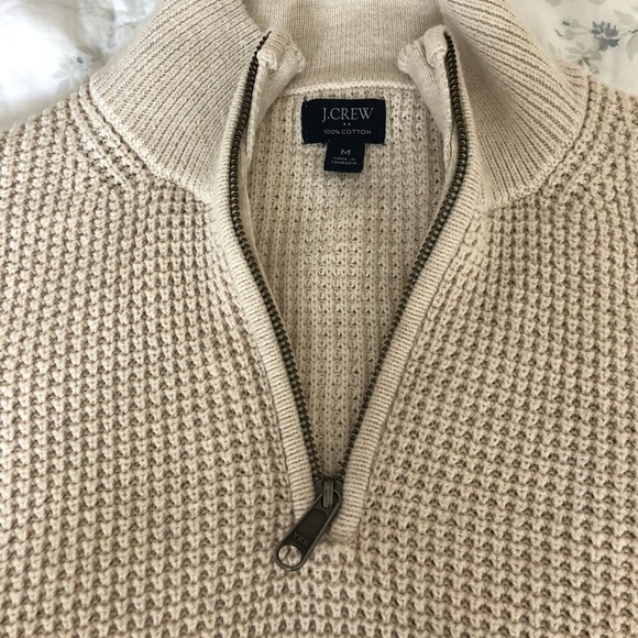 J Crew Factory Waffle Knit Cream Sweater - Picture 2 of 5